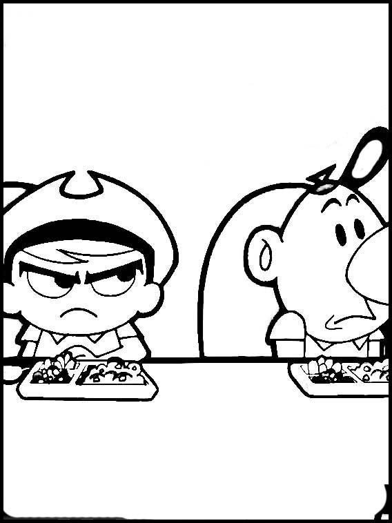 Mandy and Billy in the cafeteria coloring page